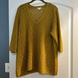J Jill xl gold v neck sweater blouse nwt